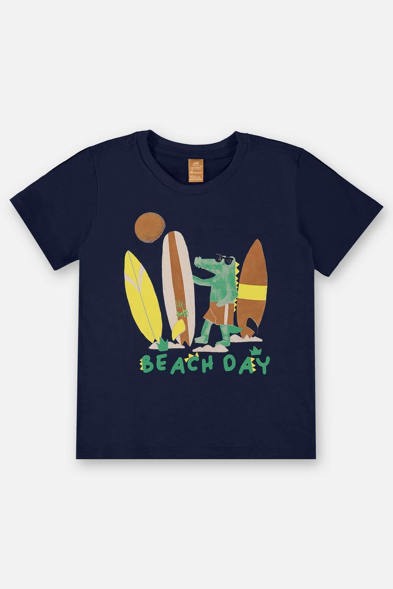 Camiseta-Infantil-para-Menino-em-Meia-Malha--Azul-Marinho--Up-Baby