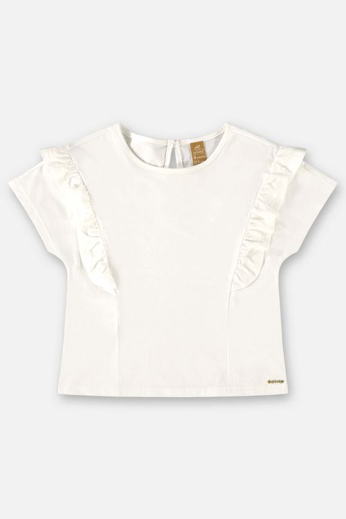 Blusa Infantil Básica em Meia Malha (Off White) Up Baby