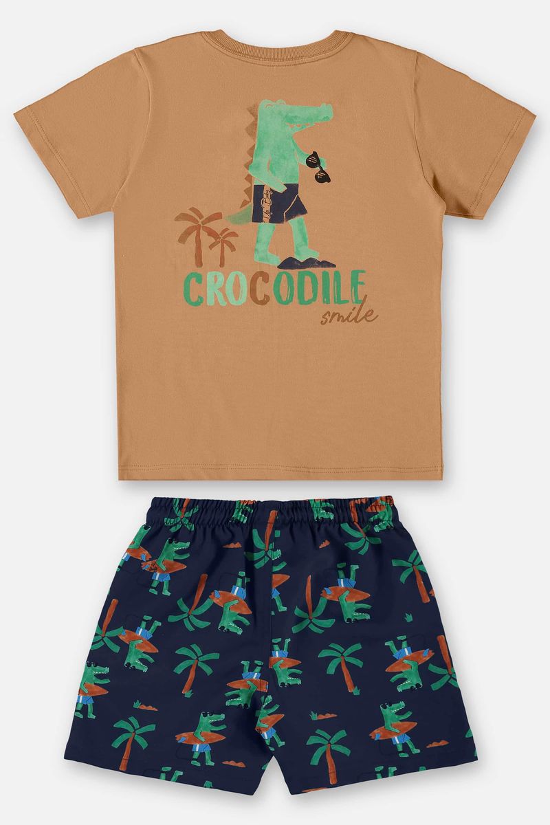 Conjunto-Infantil-para-Menino-com-Camiseta-e-Bermuda--Marrom--Up-Baby
