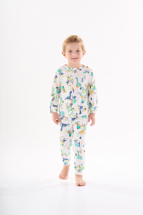 Pijama Longo para Meninos em Suedine (Bege) Up Baby