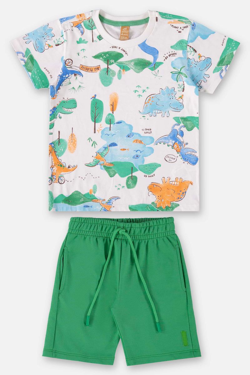 Conjunto-Infantil-para-Menino-com-Camiseta-e-Bermuda--Branco--Up-Baby
