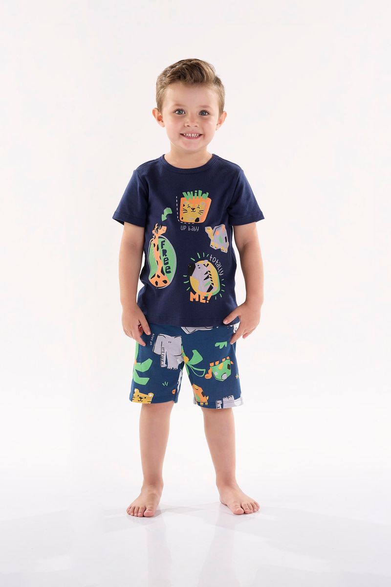 Pijama-com-Camiseta-e-Bermuda-para-Meninos