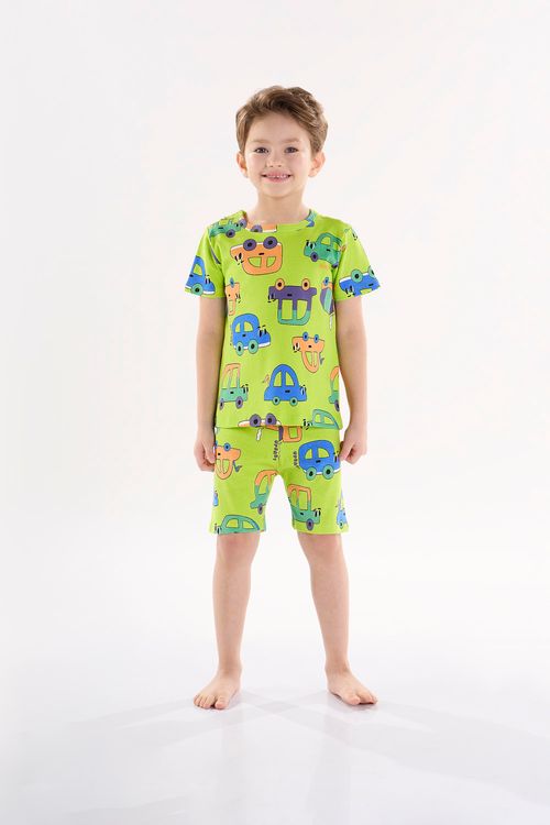 Pijama para Meninos com Camiseta e Bermuda (Verde Claro) Up Baby