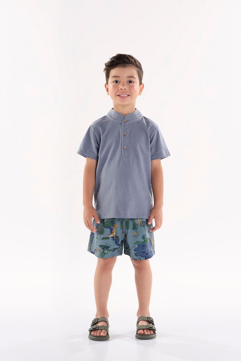 Conjunto-com-Camiseta-e-Bermuda-Infantil-para-Menino--Cinza--Up-Baby