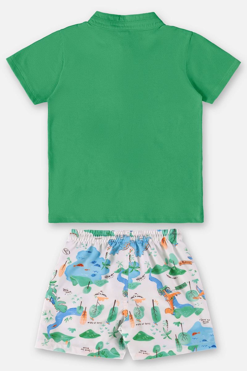 Conjunto-com-Camiseta-e-Bermuda-Infantil-para-Menino--Verde--Up-Baby