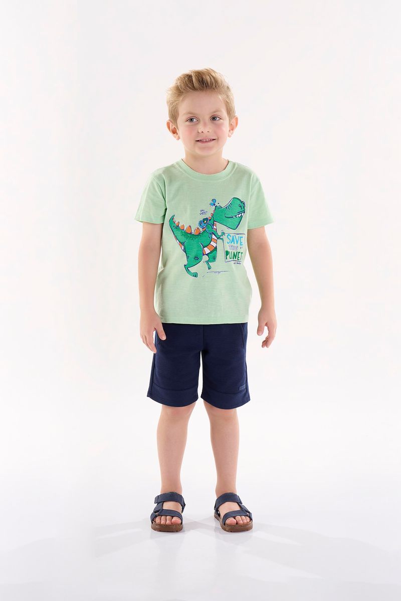 Conjunto-Infantil-para-Menino-Camiseta-e-Bermuda--Verde--Up-Baby