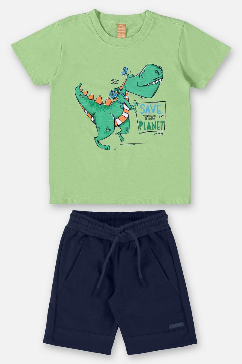 Conjunto-Infantil-para-Menino-Camiseta-e-Bermuda--Verde--Up-Baby