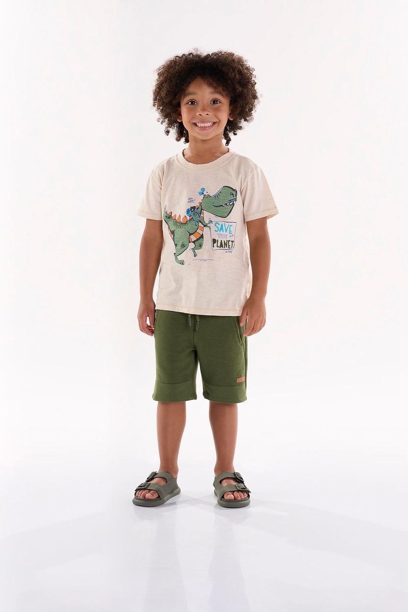 Conjunto-Infantil-para-Menino-Camiseta-e-Bermuda--Bege--Up-Baby