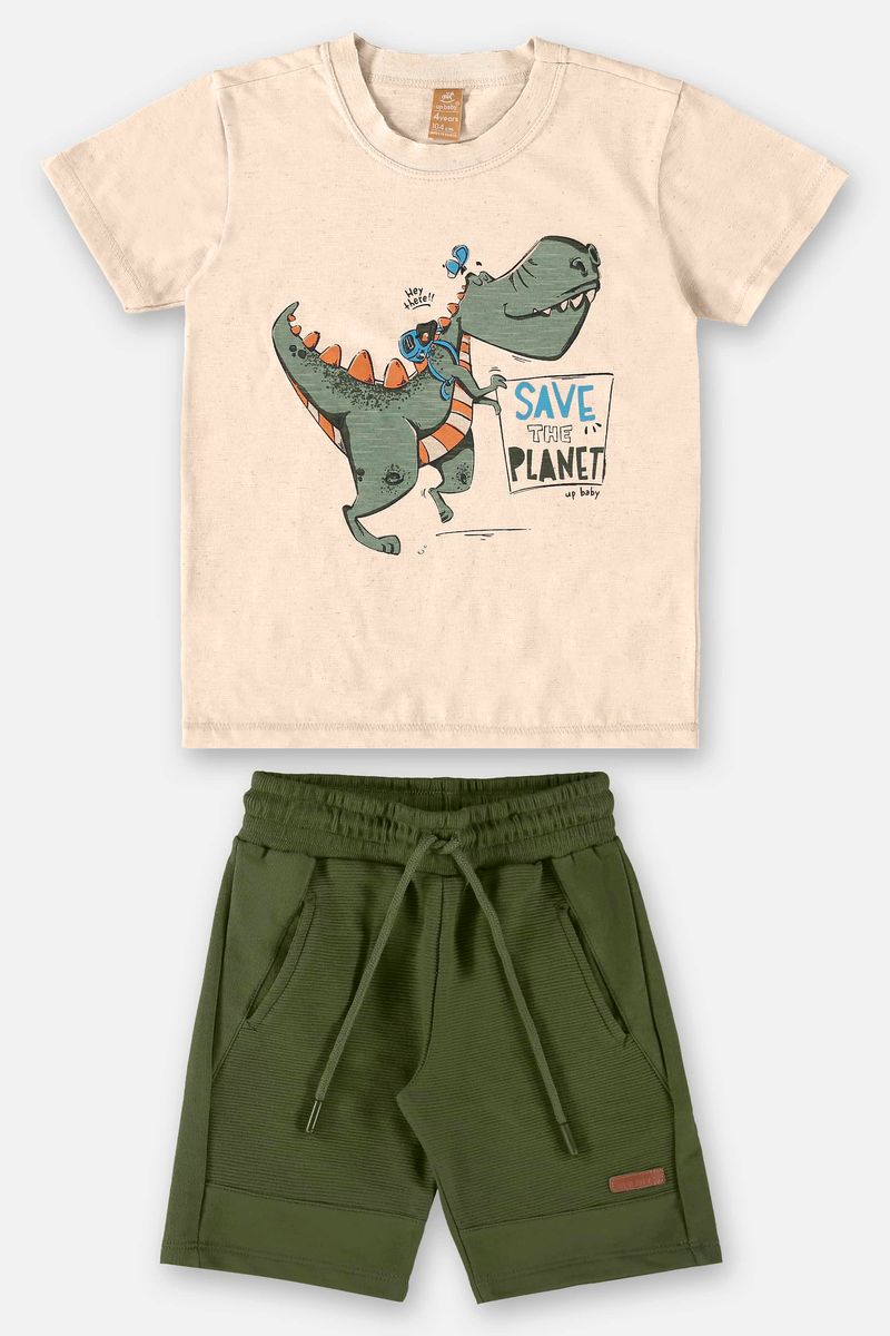Conjunto-Infantil-para-Menino-Camiseta-e-Bermuda--Bege--Up-Baby