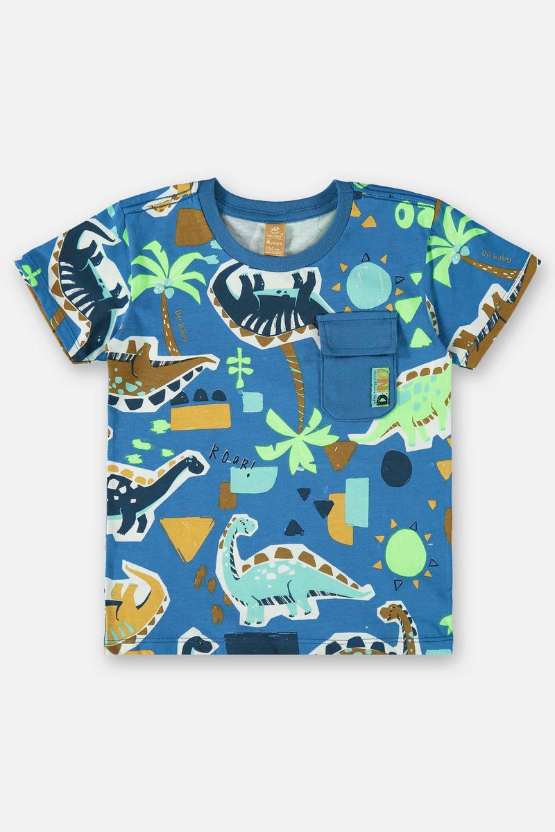 Camiseta-Infantil-para-Menino-em-Meia-Malha--Azul--Up-Baby