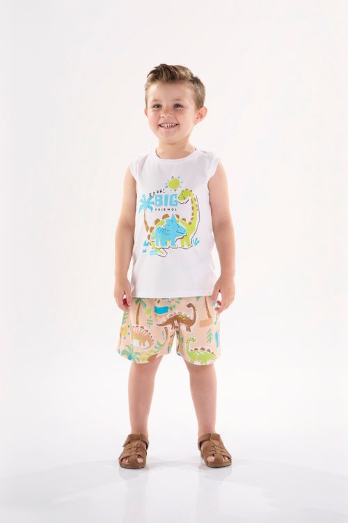 Conjunto Infantil para Menino com Regata e Bermuda (Branco) Up Baby