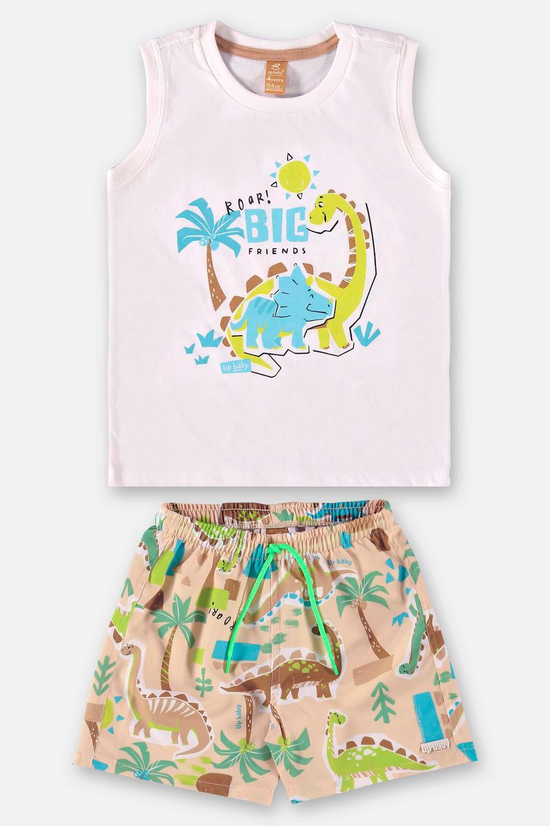 Conjunto-Infantil-para-Menino-com-Regata-e-Bermuda--Branco--Up-Baby