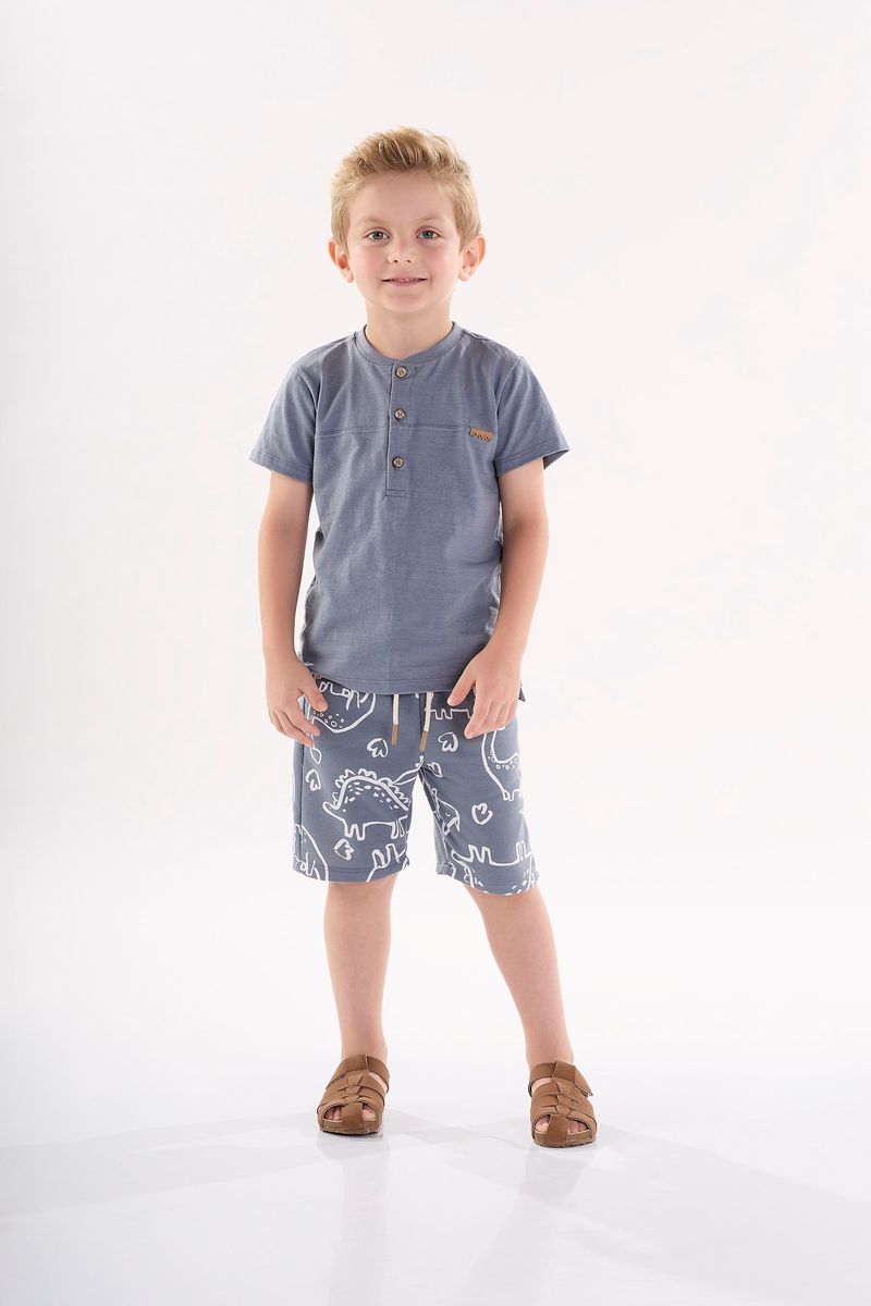 Conjunto-Infantil-para-Menino-com-Bata-e-Bermuda--Cinza--Up-Baby
