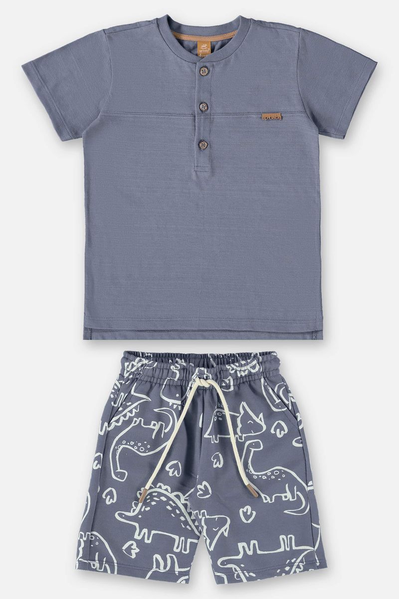 Conjunto-Infantil-para-Menino-com-Bata-e-Bermuda--Cinza--Up-Baby