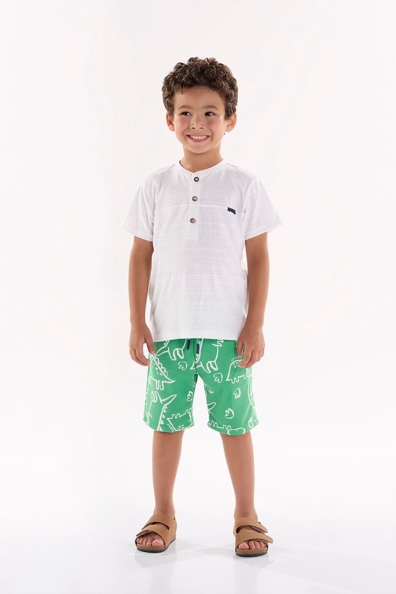 Conjunto-Infantil-para-Menino-com-Bata-e-Bermuda--Branco--Up-Baby