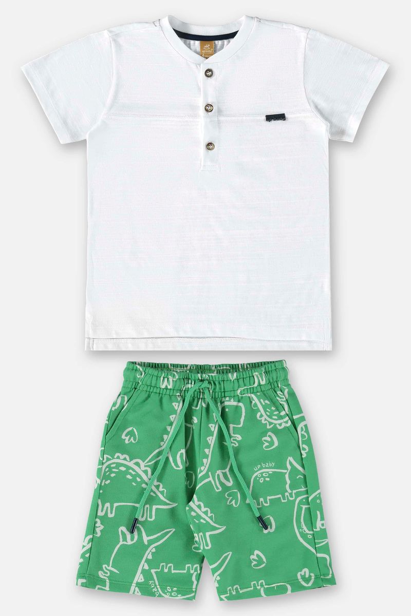 Conjunto-Infantil-para-Menino-com-Bata-e-Bermuda--Branco--Up-Baby