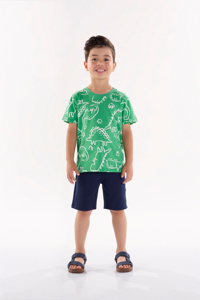 Conjunto-Infantil-para-Meninos-com-Camiseta-e-Bermuda--Verde--Up-Baby