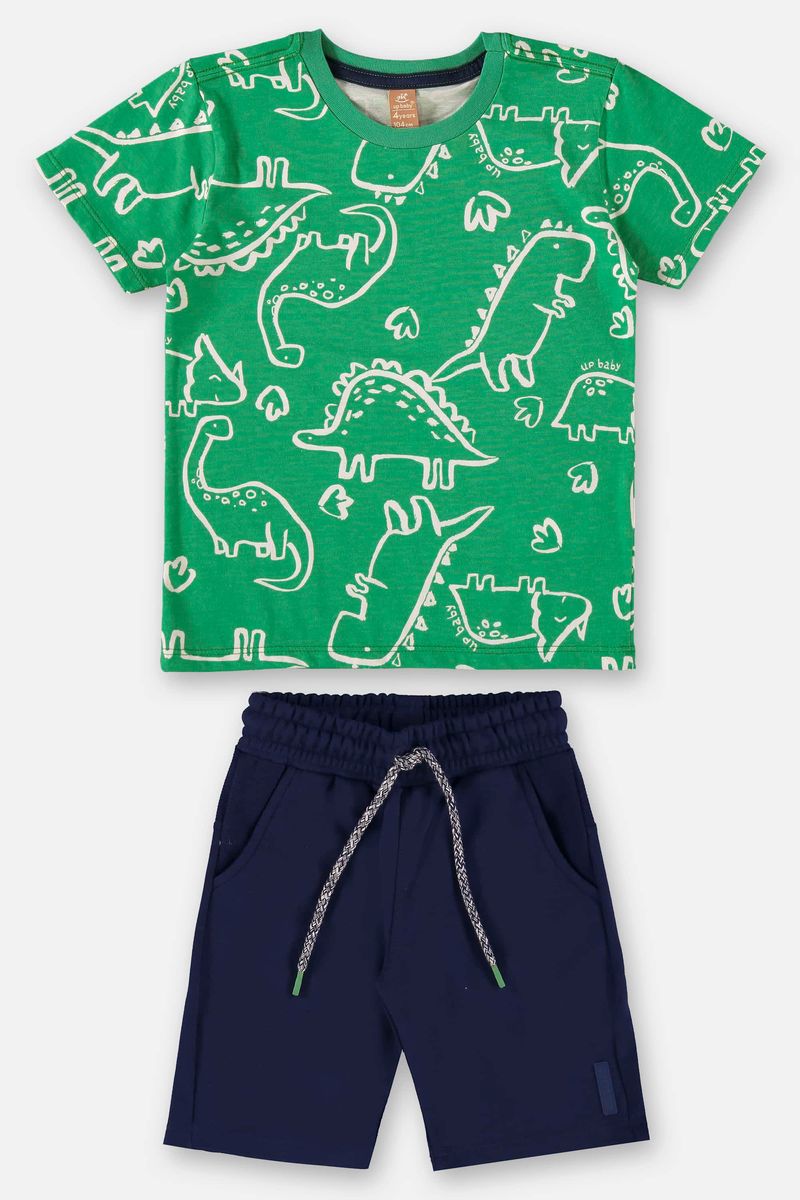 Conjunto-Infantil-para-Meninos-com-Camiseta-e-Bermuda--Verde--Up-Baby