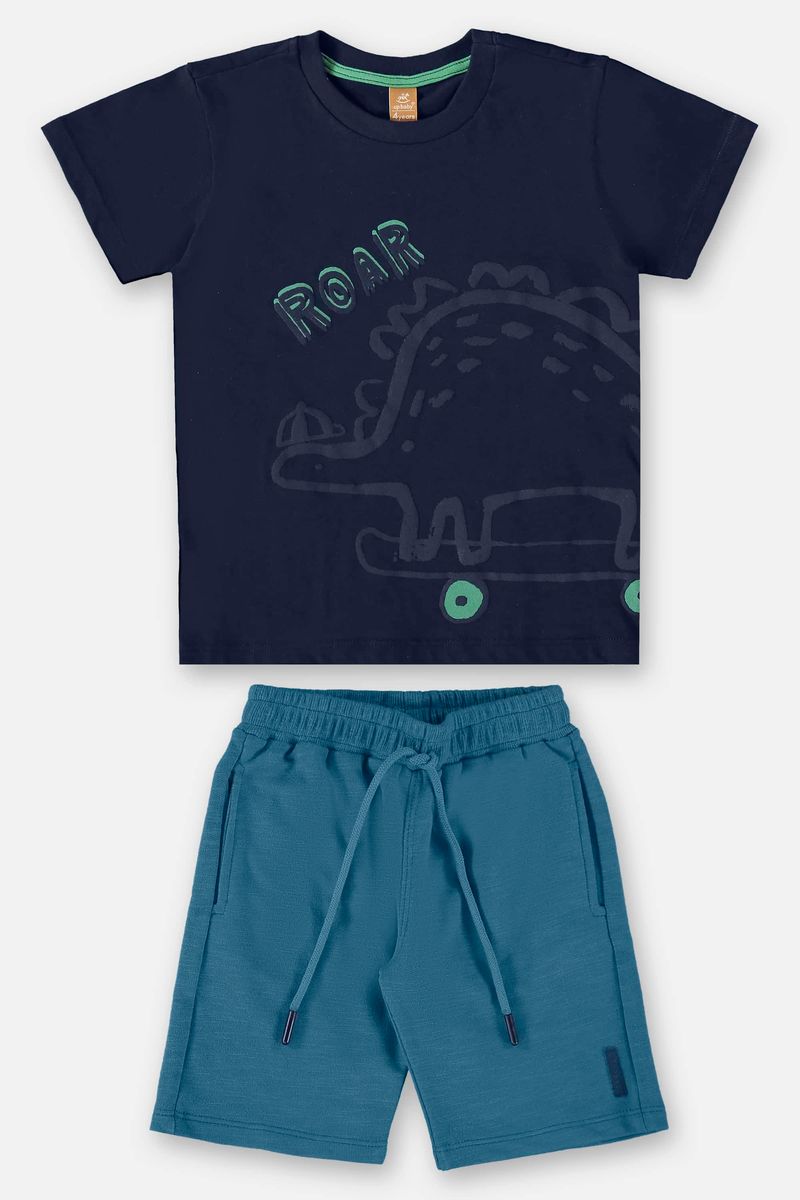 Conjunto-Infantil-para-Menino-com-Camiseta-e-Bermuda--Azul-Marinho--Up-Baby