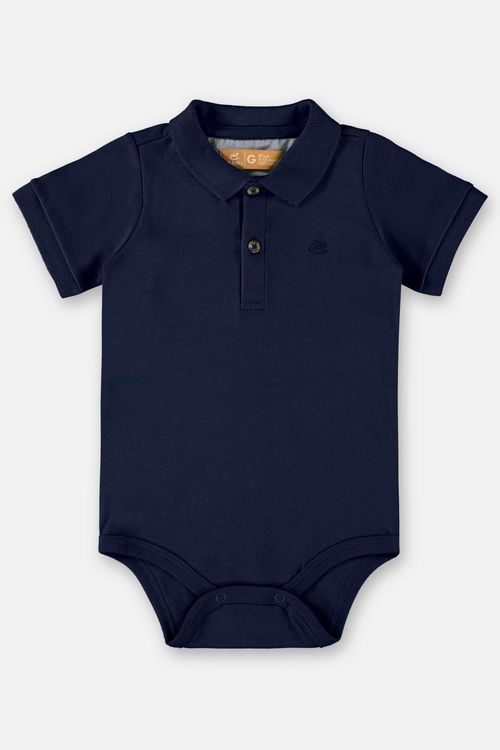 Body Polo em Suedine para Bebê Menino (Azul Marinho) Up Baby