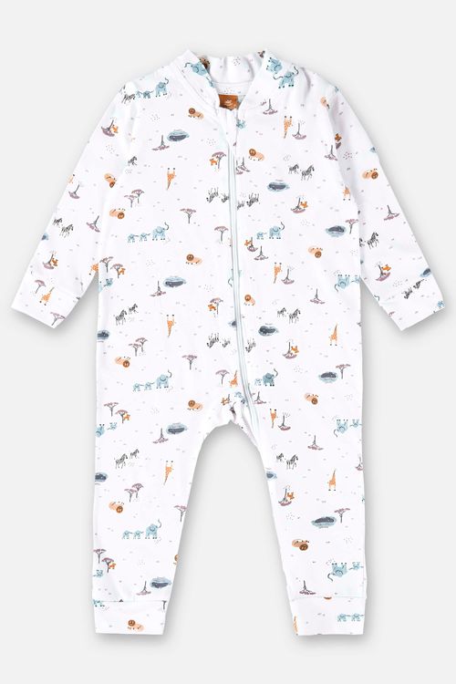 Macacão Essentials para Bebê Menino em Suedine (Branco) Up Baby