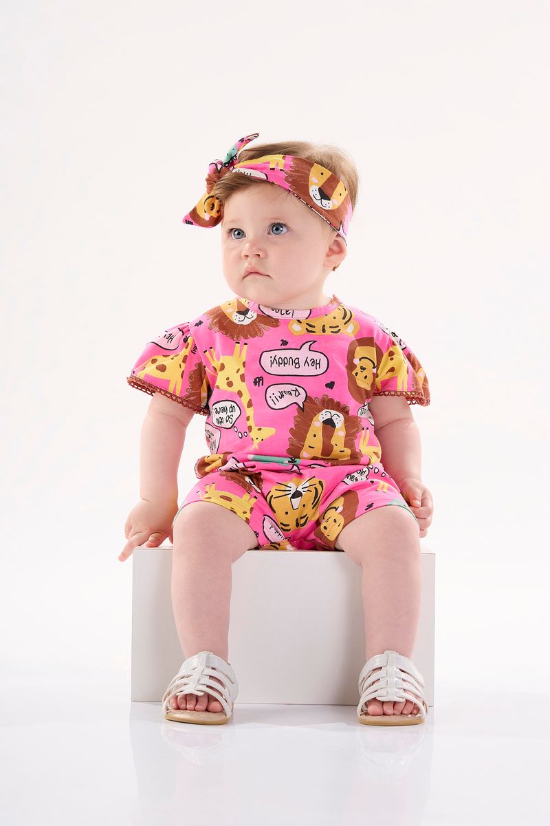Macaquinho-e-Faixa-de-Cabelo-para-Bebe-Menina--Rosa-Pink--Up-Baby