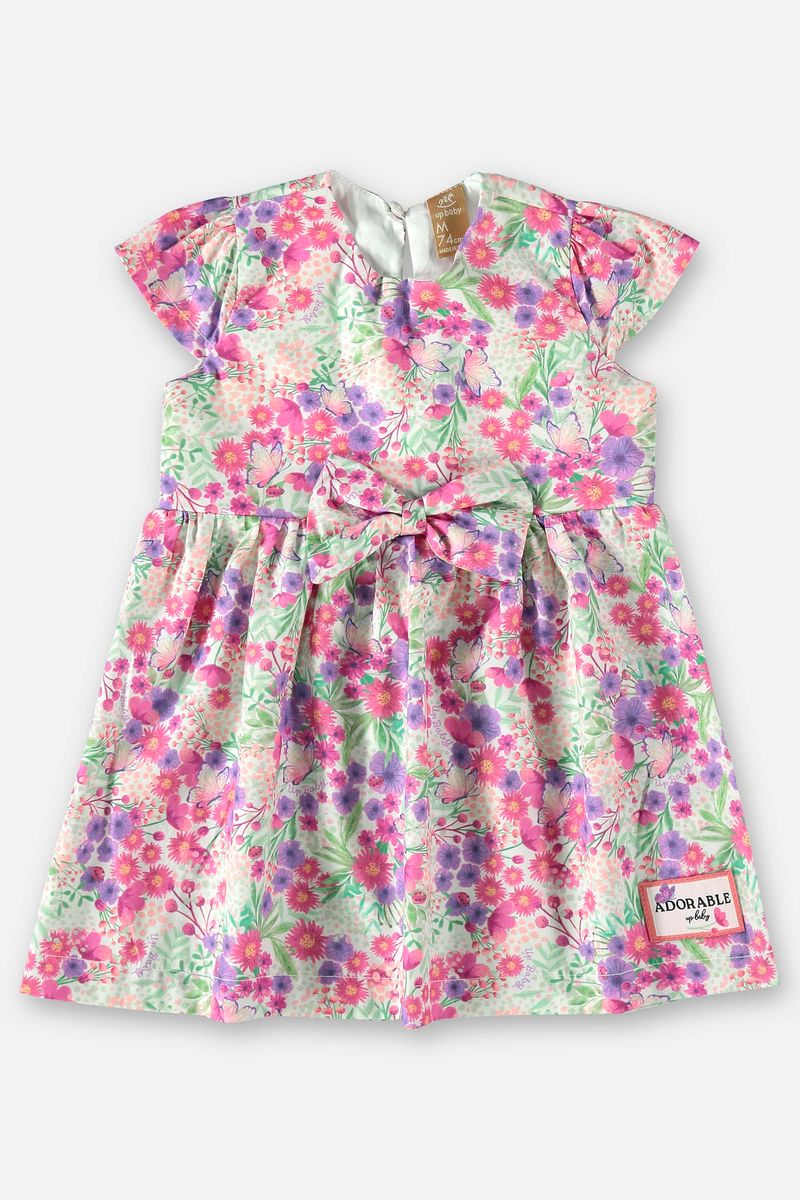 Vestido-Floral-para-Bebe-em-Tecido-Galles--Rosa--Up-Baby