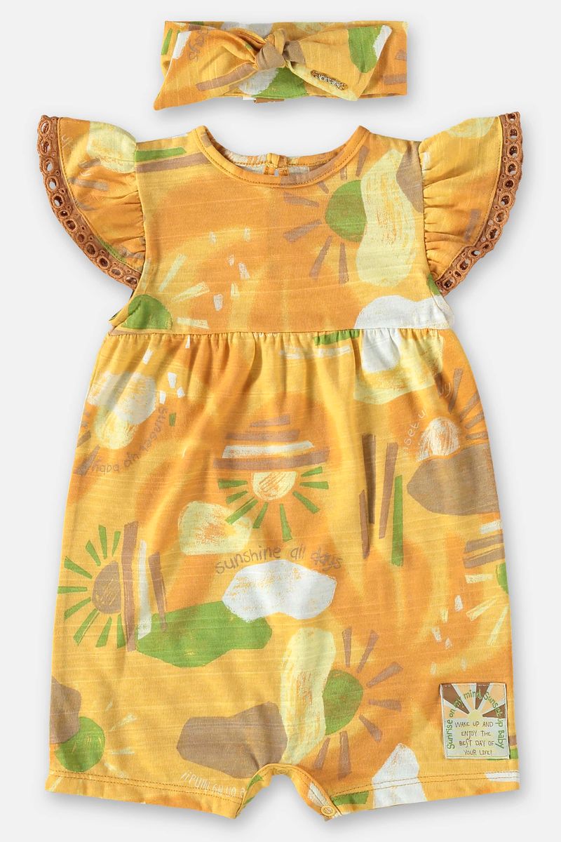 Macaquinho-e-Faixa-de-Cabelo-para-Bebe-Menina--Amarelo--Up-Baby