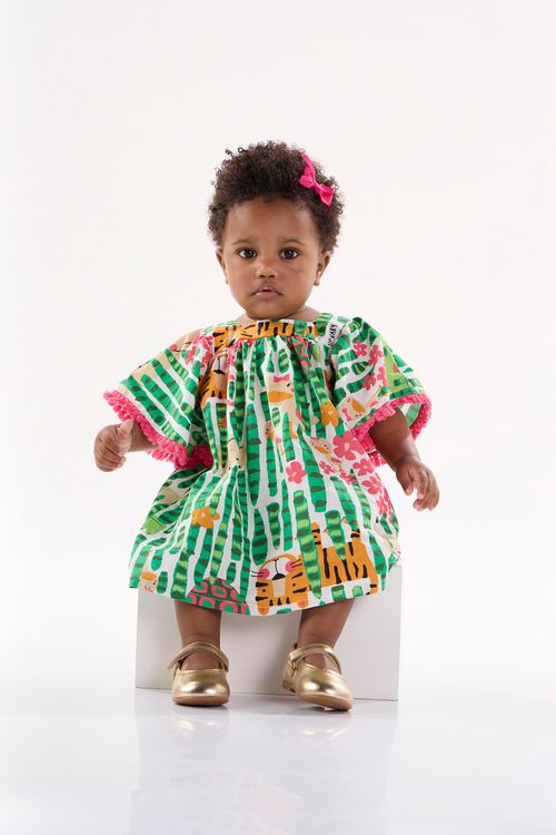 Vestido Manga Curta para Bebê (Off White) Up Baby
