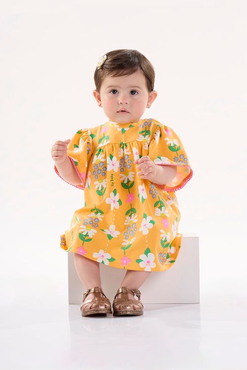 Vestido em Cotton para Bebê (Laranja) Up Baby