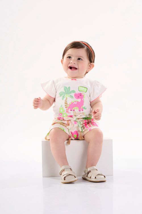 Conjunto para Bebê Menina com Body e Short (Off White) Up Baby