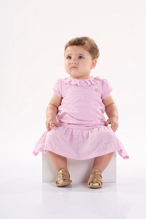 Vestido para Bebê em Tecido Laise Forrado (Roxo) Up Baby