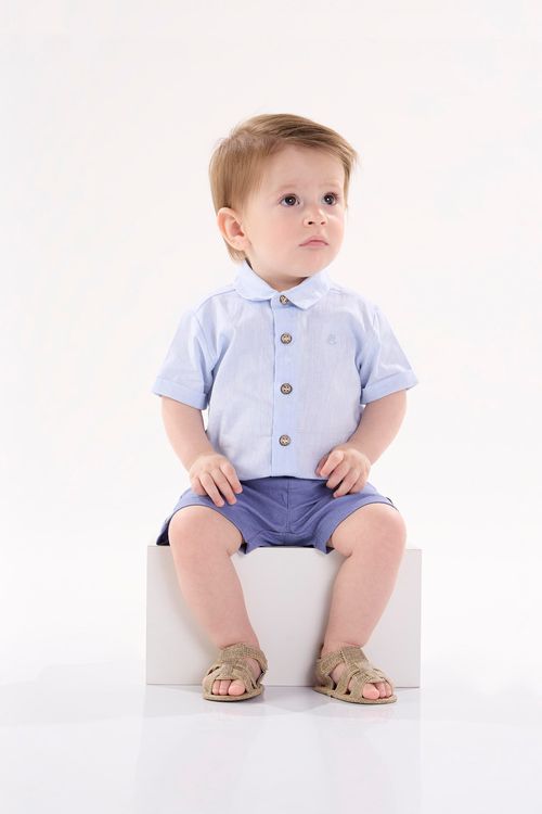 Body para Bebê Menino em Tecido Luhi (Azul) Up Baby