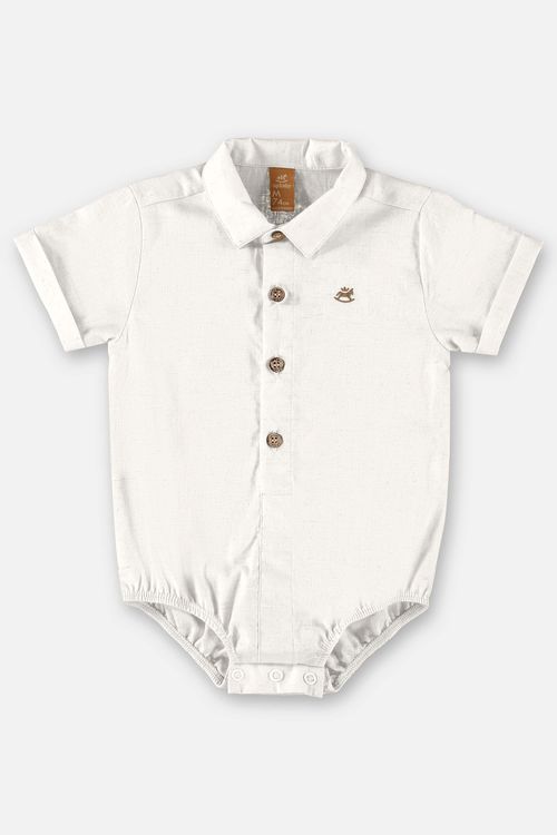 Body para Bebê Menino em Tecido Luhi (Off White) Up Baby