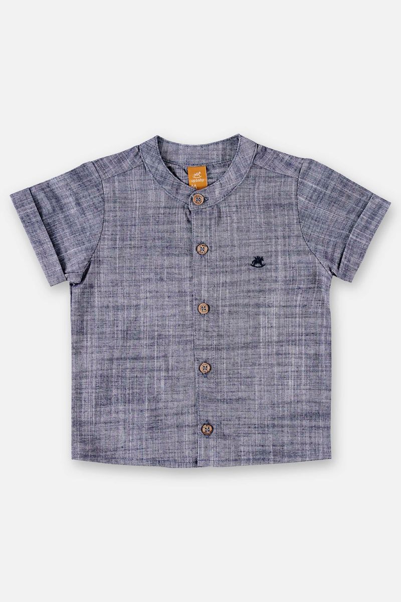 Bata-Manga-Curta-para-Bebe-Menino--Azul-Marinho--Up-Baby