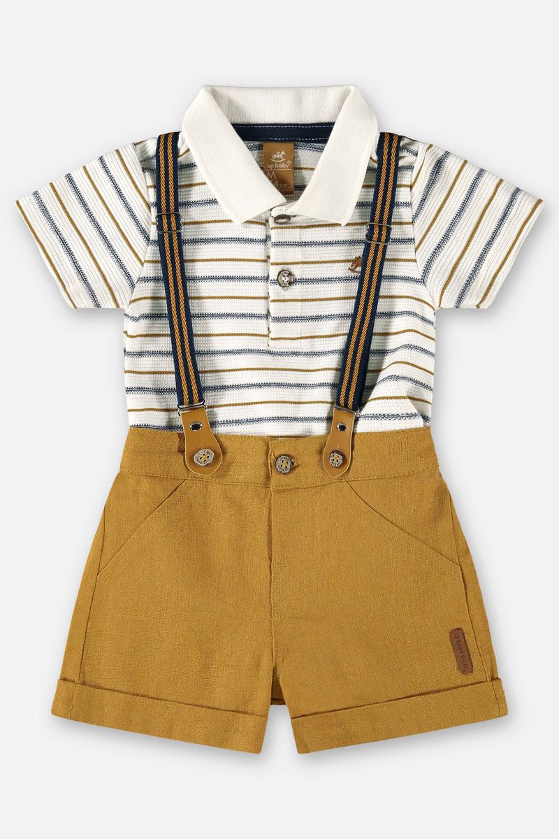 Conjunto-com-Body-e-Bermuda-para-Bebe-Menino--Off-White--Up-Baby