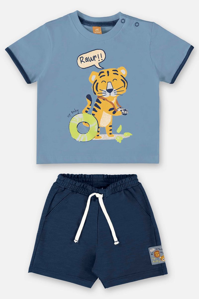 Conjunto-para-Bebe-Menino-com-Camiseta-e-Bermuda--Azul--Up-Baby