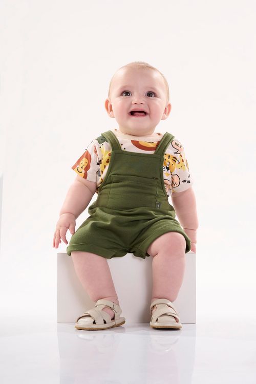 Conjunto para Bebê Menino com Jardineira e Body (Verde) Up Baby