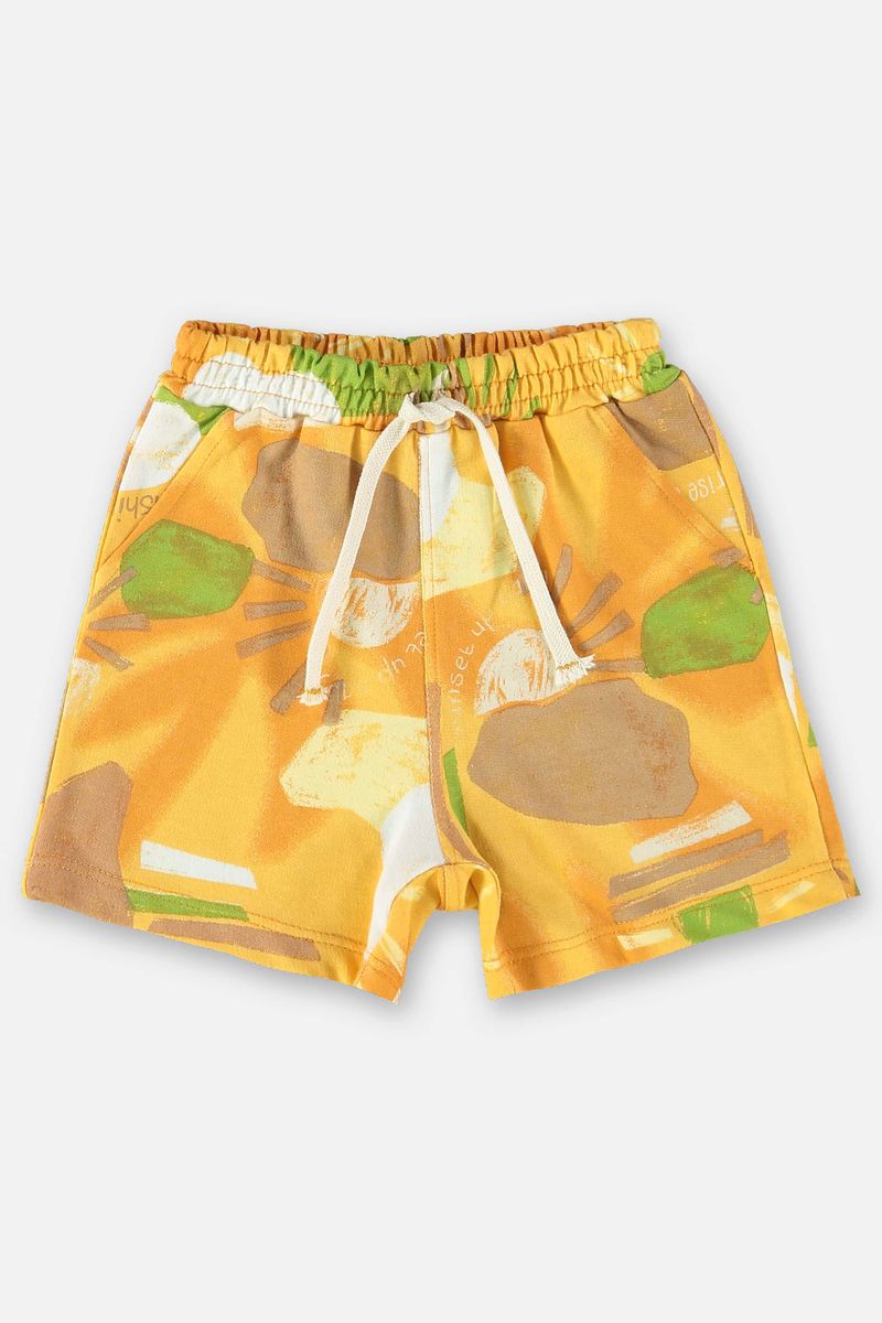 Conjunto-para-Bebe-Menino-com-Camiseta-e-Bermuda--Amarelo--Up-Baby