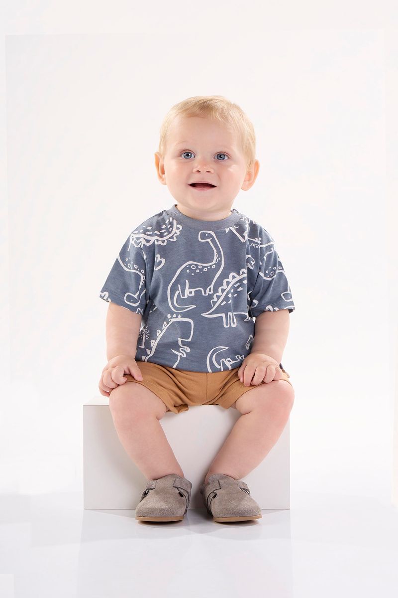 Conjunto-para-Bebe-Menino-com-Camiseta-e-Bermuda--Cinza--Up-Baby