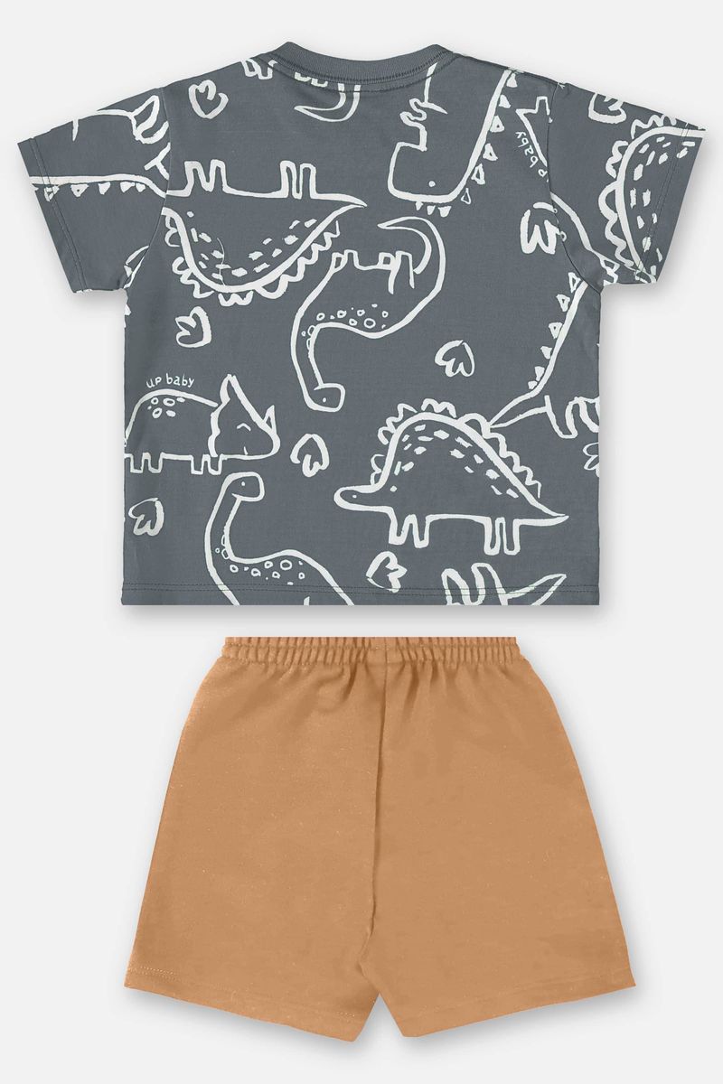 Conjunto-para-Bebe-Menino-com-Camiseta-e-Bermuda--Cinza--Up-Baby