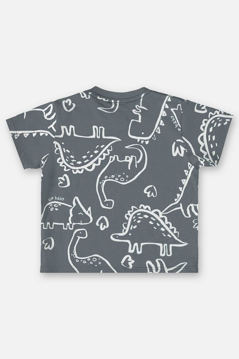 Conjunto-para-Bebe-Menino-com-Camiseta-e-Bermuda--Cinza--Up-Baby