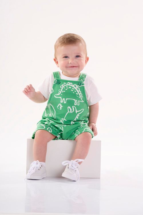 Conjunto Jardineira e Body para Bebê Menino (Verde) Up Baby