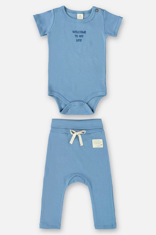 Conjunto Nature Unissex para Bebê com Body e Calça (Azul) Up Baby