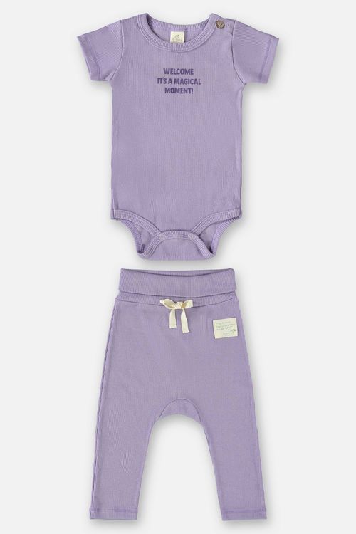 Conjunto Nature Unissex para Bebê com Body e Calça (Roxo) Up Baby