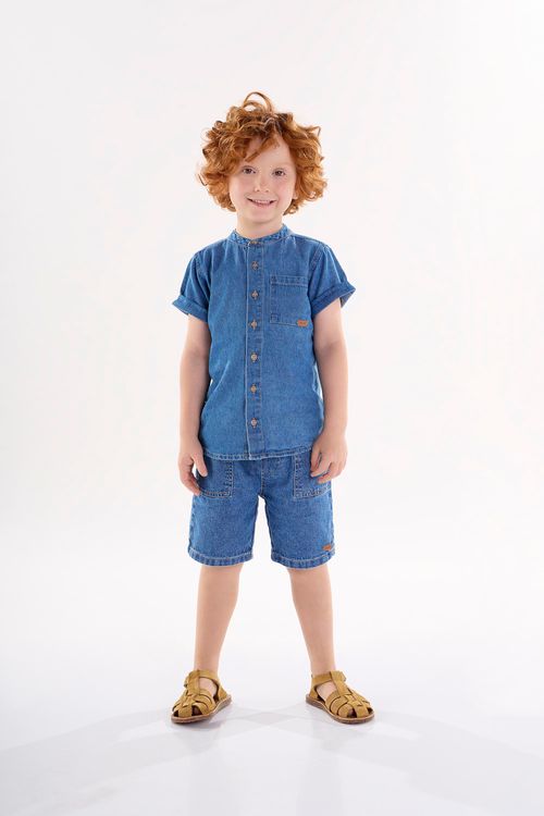 Camisa Jeans Infantil para Menino (Azul) Up Baby