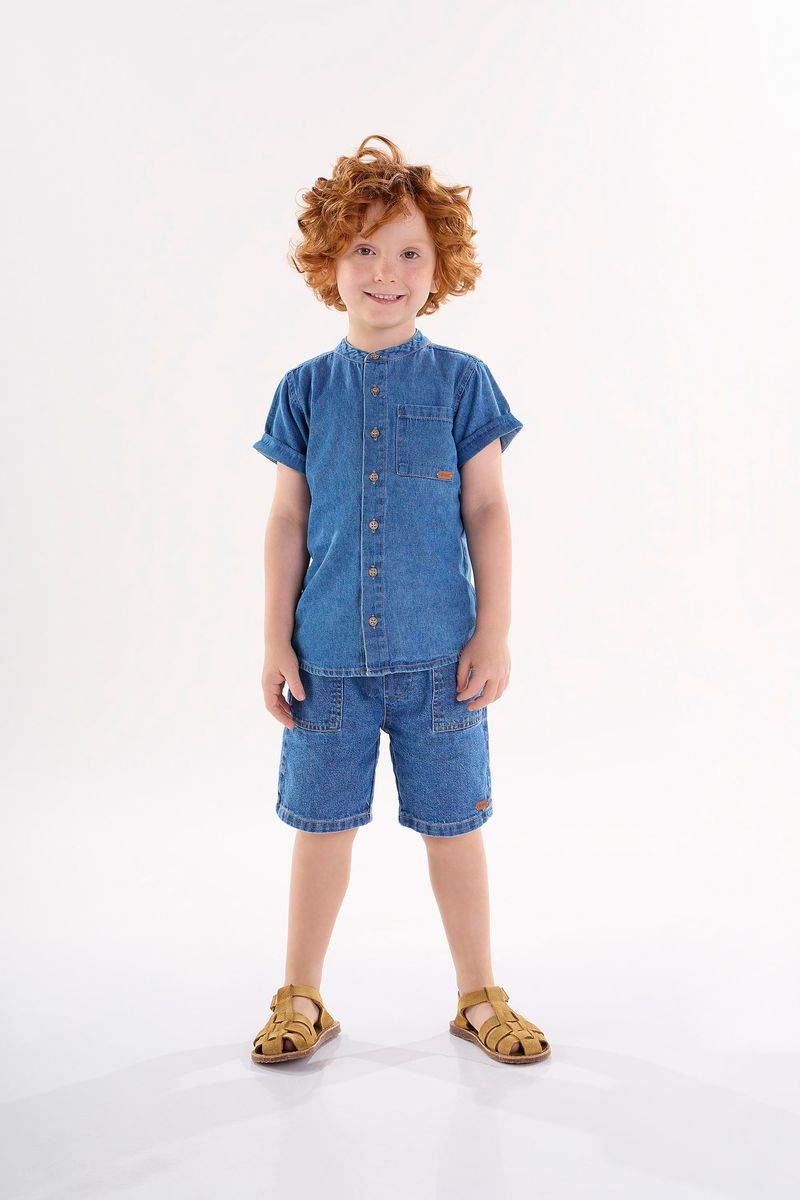 Camisa-Jeans-Infantil-para-Menino--Azul--Up-Baby