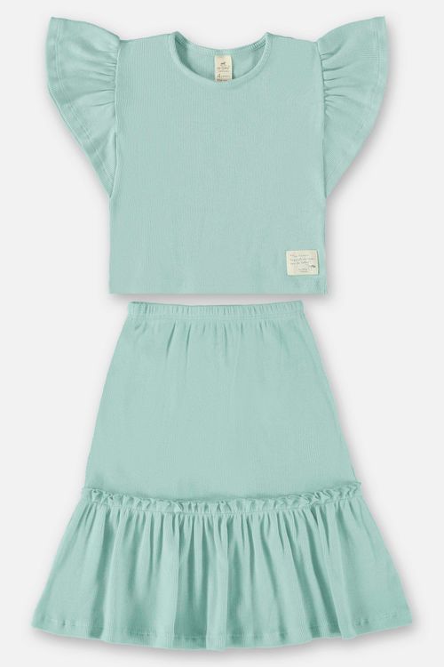 Conjunto Infantil Nature para Menina com Bata e Saia (Verde) Up Baby