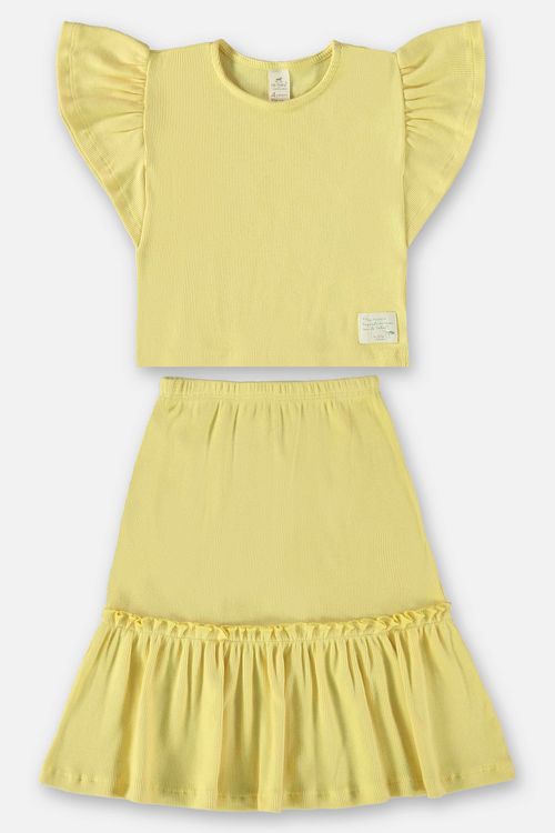 Conjunto Infantil Nature para Menina com Bata e Saia (Amarelo) Up Baby