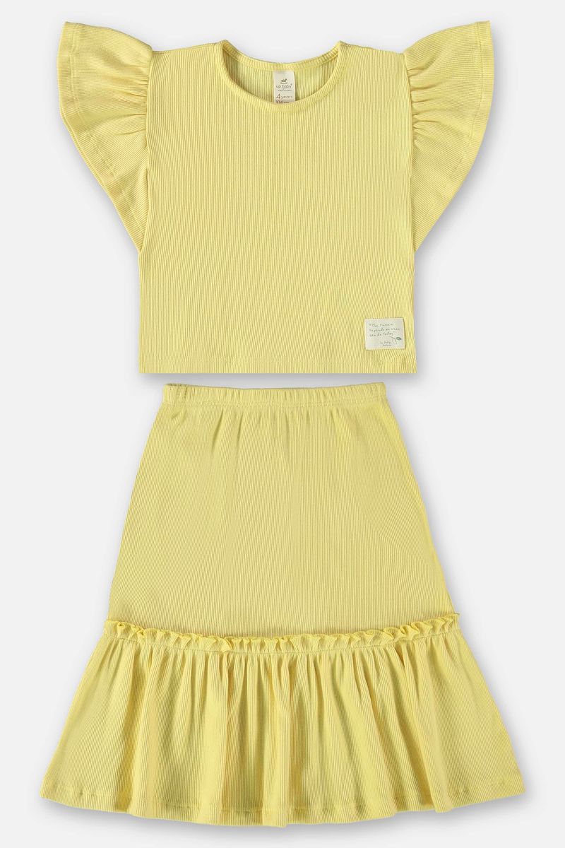 Conjunto-Infantil-Nature-para-Menina-com-Bata-e-Saia--Amarelo--Up-Baby